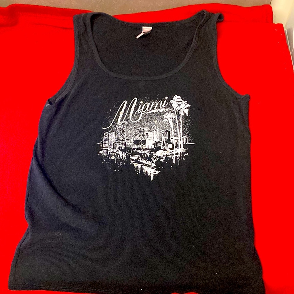 Old Navy Tank Top “Miami”, with Rhinestones Vintage SZ 2X